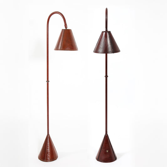 Leather Cone Reading Lamp Attributed to Jacques Adnet