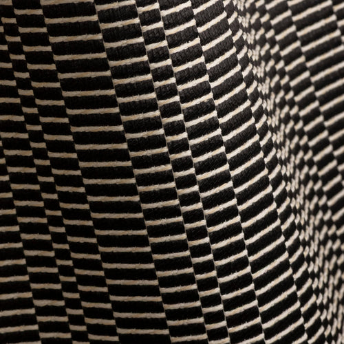 Apollo Tatami geometric jacquard upholstery fabric by Metaphores in black with ivory stripes