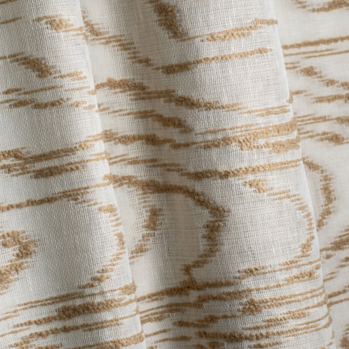 Vapeur Savane linen sheer curtain fabric by Metaphores in caramel with a moire motif