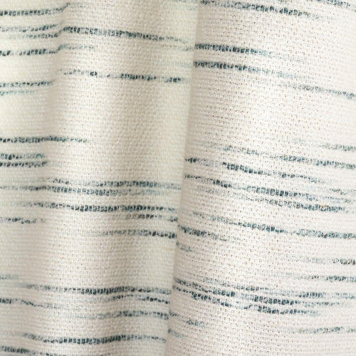 Illusion Lagon wool and linen drapery fabric by Metaphores in deep teal striations on ecru
