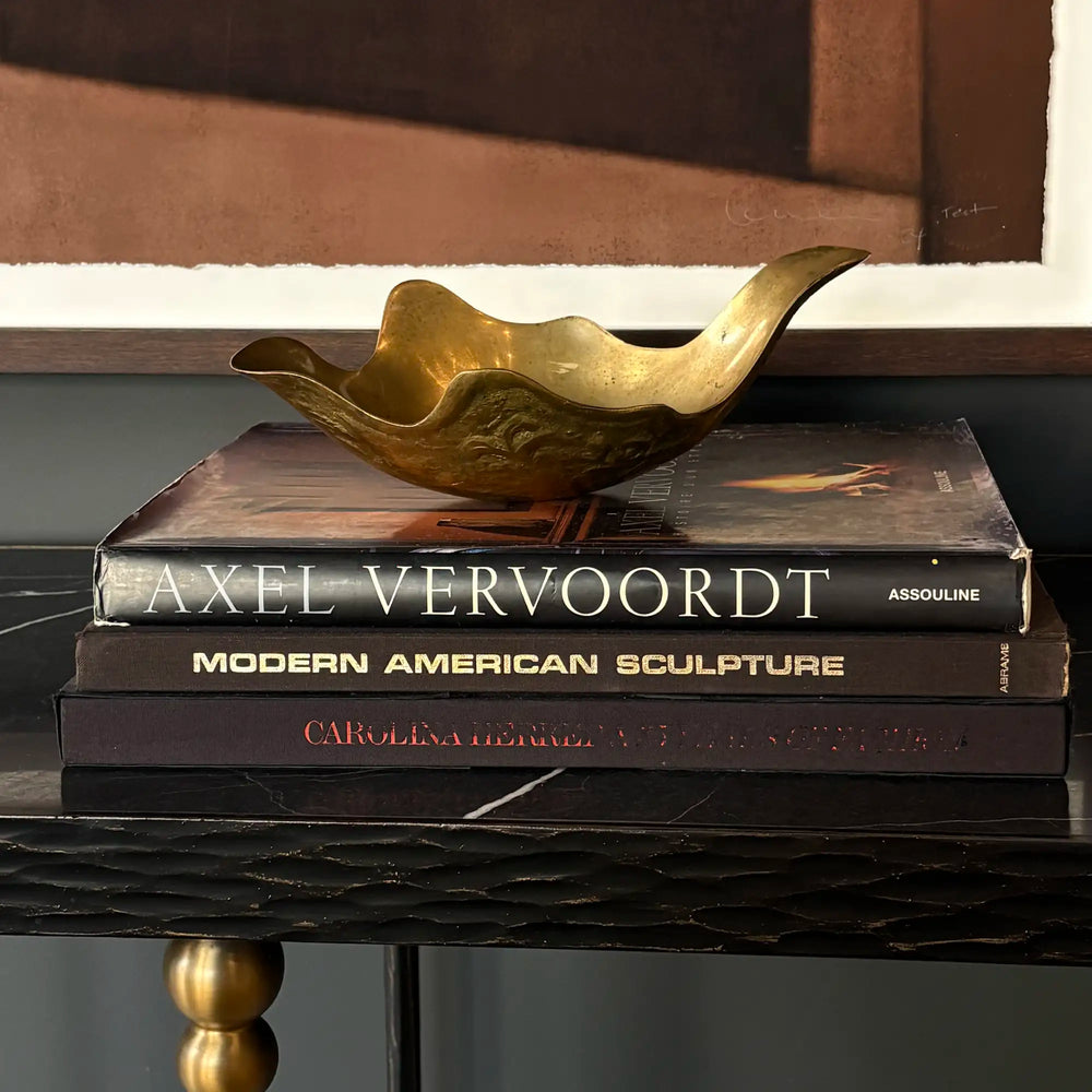 Vintage Mid-Century Brutalist Brass Centerpiece Bowl / Sculptural Catchall