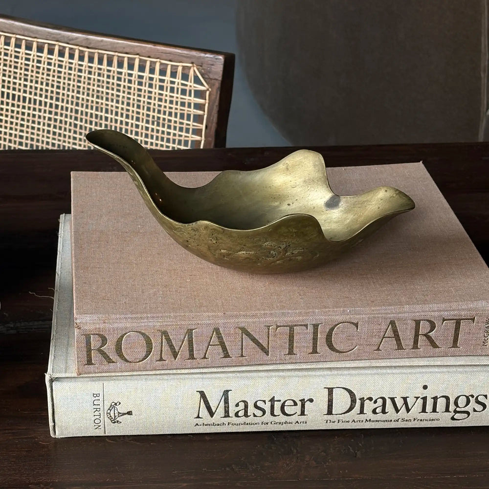 Vintage Mid-Century Brutalist Brass Centerpiece Bowl / Sculptural Catchall