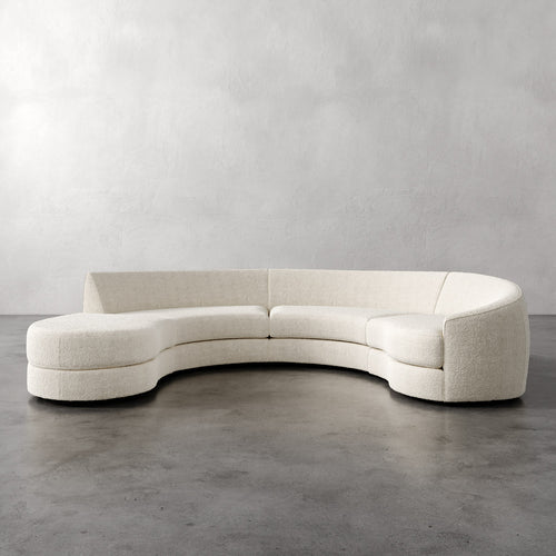 Lemieux Et Cie Curved beige sofa  Rulmann 4-Piece Right Sectional Berber Cream