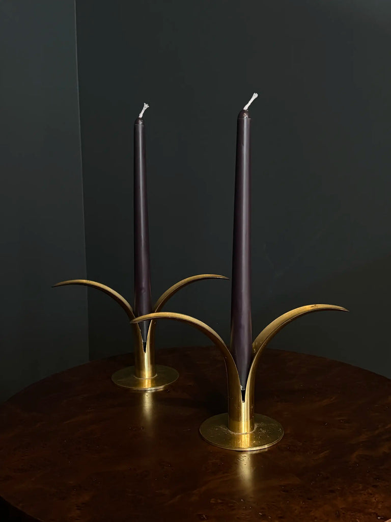 Vintage Ivar Alenius Björk Brass Lily Candlesticks by Ystad Metall, Sweden