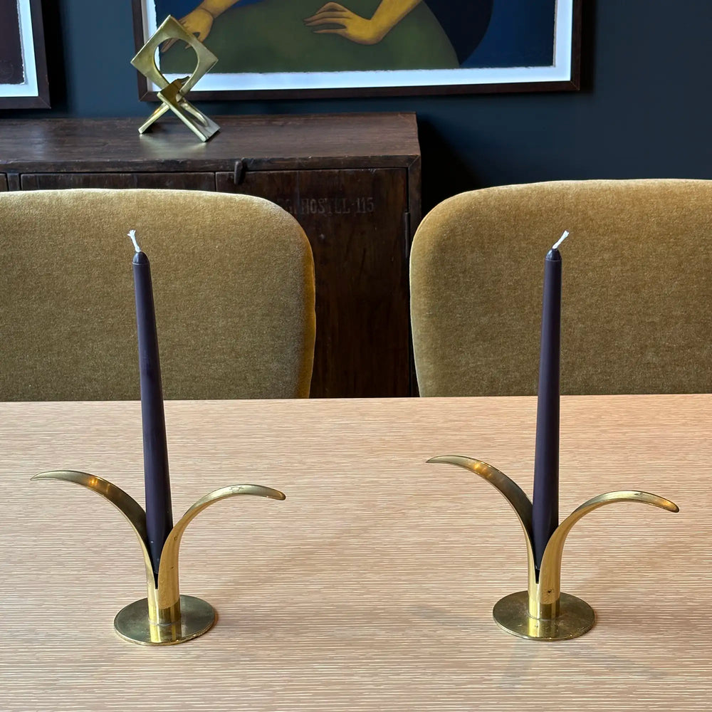 Vintage Ivar Alenius Björk Brass Lily Candlesticks by Ystad Metall, Sweden