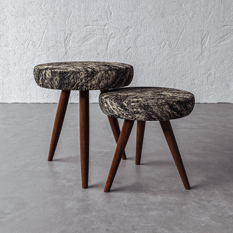Charron Leather Ottoman - Brindle Grey HOH