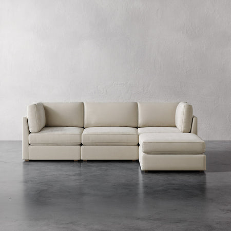 Lemieux Et Cie Chanaux 4-Pc Sectional
 Beige sectional sofa against a plain gray wall.
