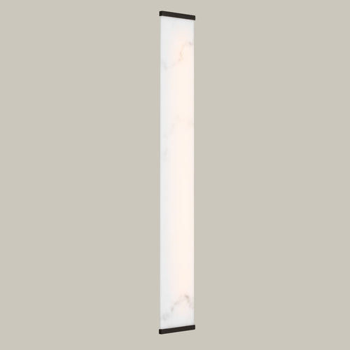 Lemieux et Cie Cleor sconce, a tall rectangular designer lighting fixture with Art Deco influence and mid-century modern sensibility, defined by clean lines and a refined faux alabaster panel.
