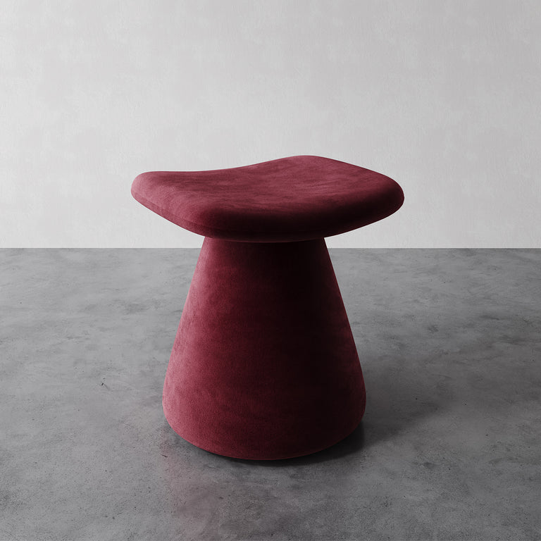 Pair of Romy Ottomans (Performance Velvet Currant) at 14 Crosby