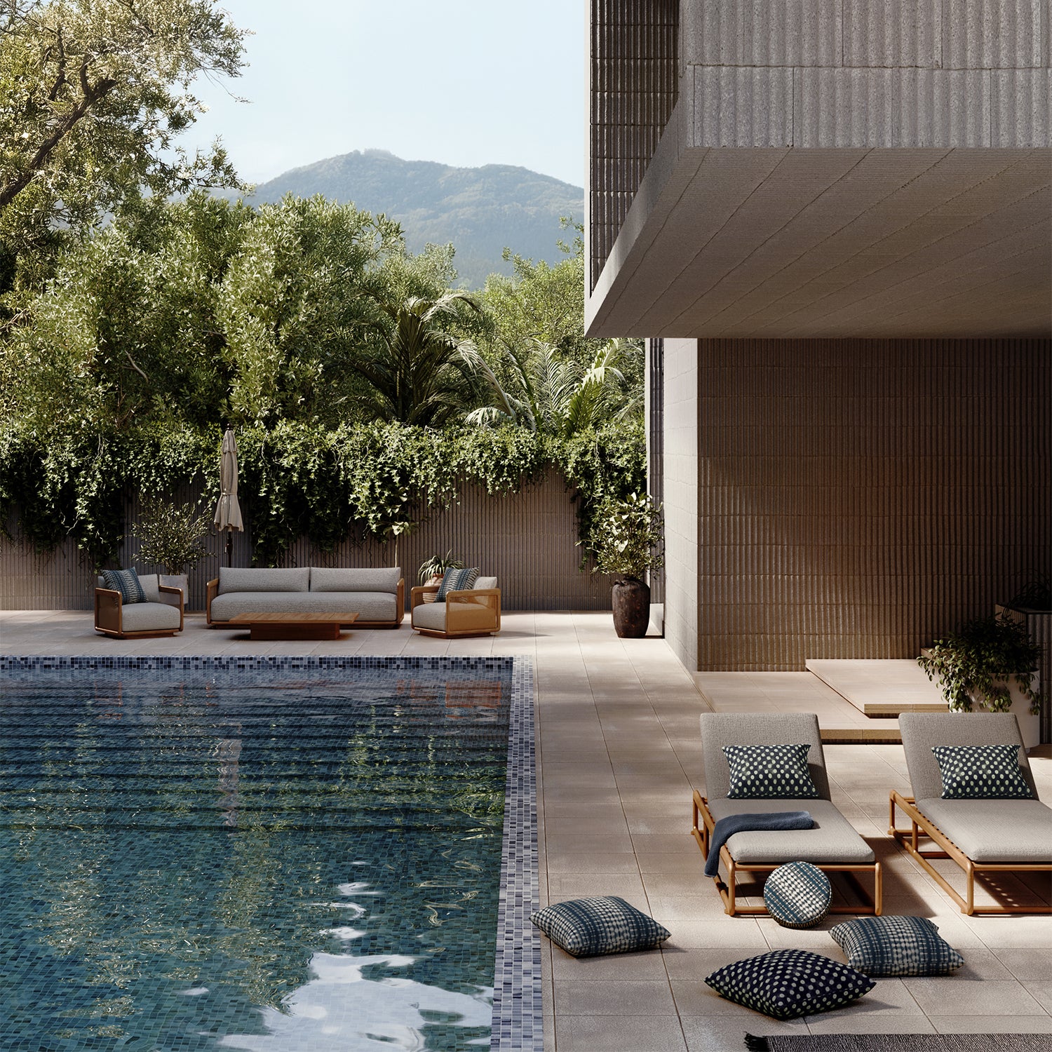 Outdoor Pillow - Indigo Shibori - Thumbnail 3