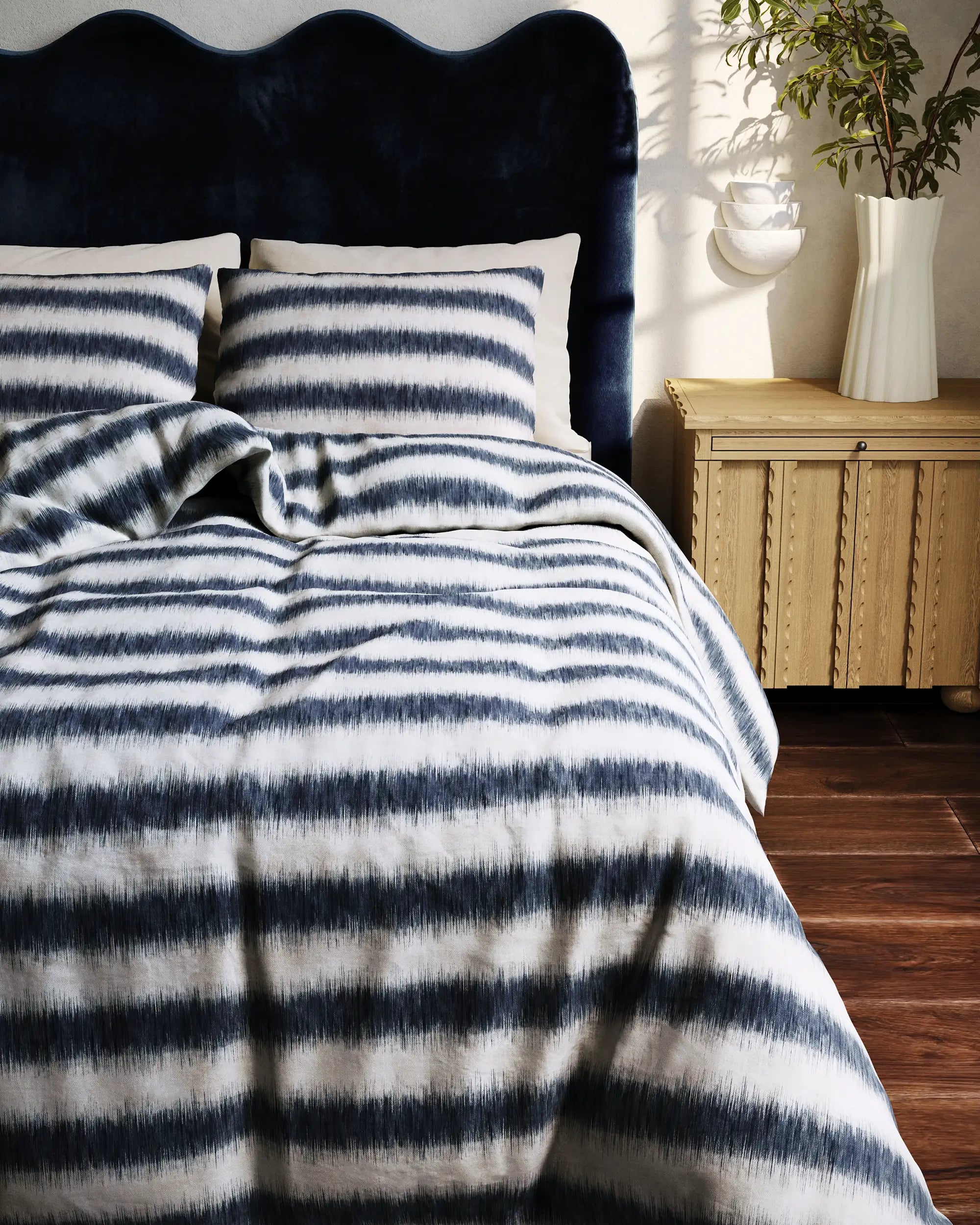 Lemieux et Cie French Flammé percale duvet covers queen with matching shams