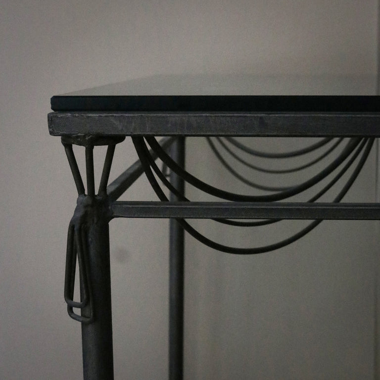 Mario Villa Wrought Iron Dining Table with Beveled Glass Top
