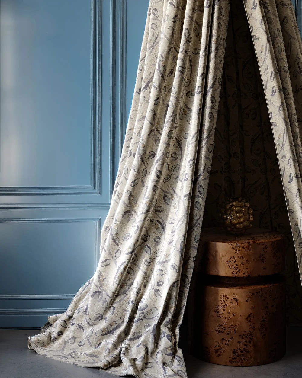 French Bird Botanical Linen Fabric by the Yard