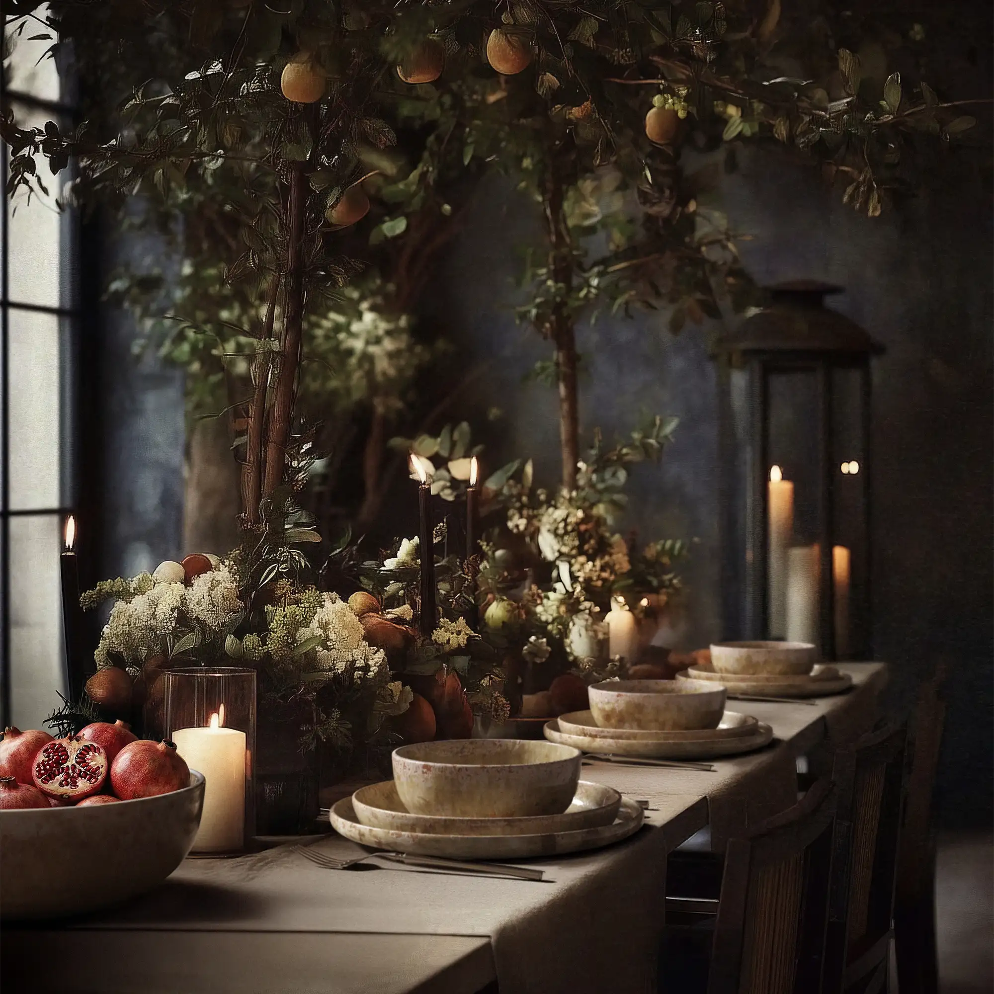 Hanami Stoneware Pasta Bowl Set, Sand, Set of Four