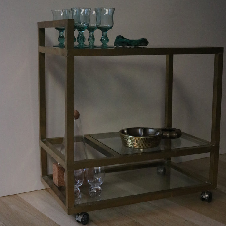 Golden Era Cocktail Culture Vintage Brass Bar Cart
