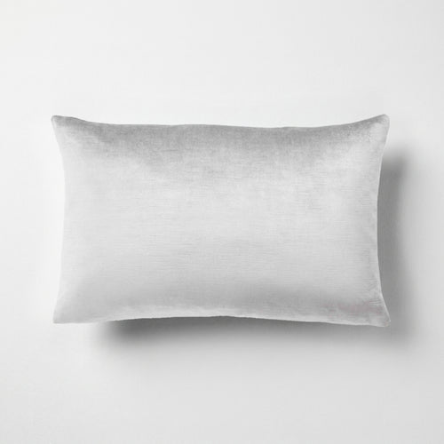 Naomi solid velvet lumbar pillow in plaster, 14 by 22 inches, with a subtle sheen and striated pile