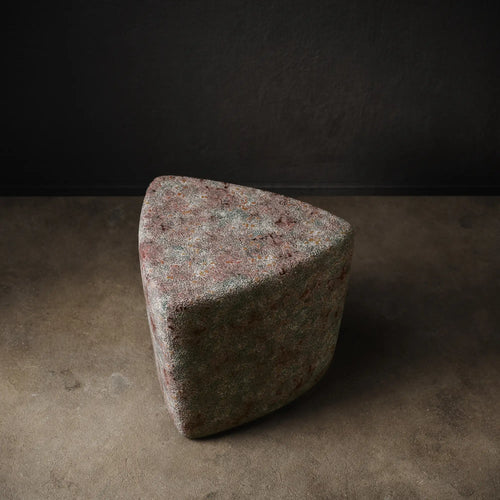 Ember Ash ceramic stool and end table with reactive glaze. Handmade for indoor and outdoor use. 