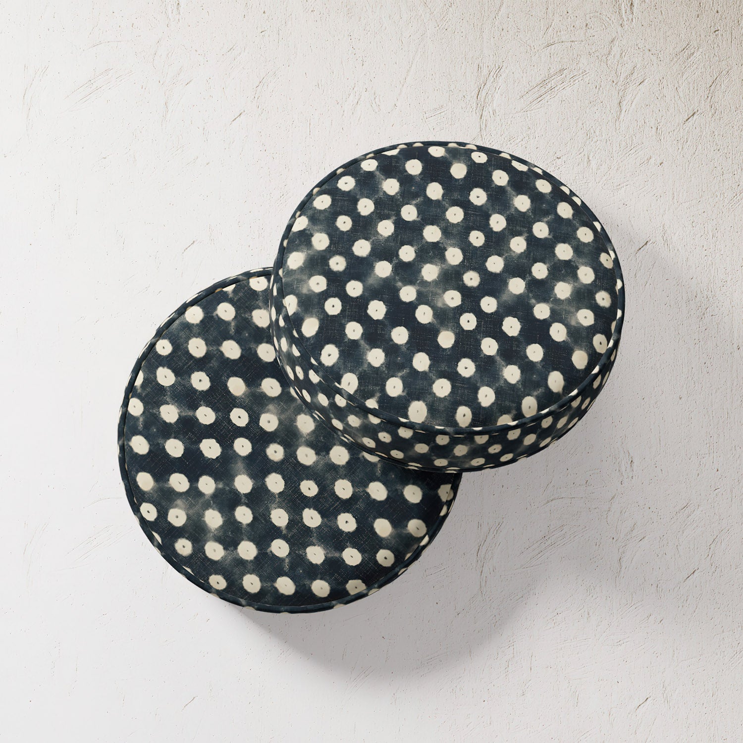 Outdoor Pillow - Indigo Resist Dye Polka Dot - Thumbnail 2