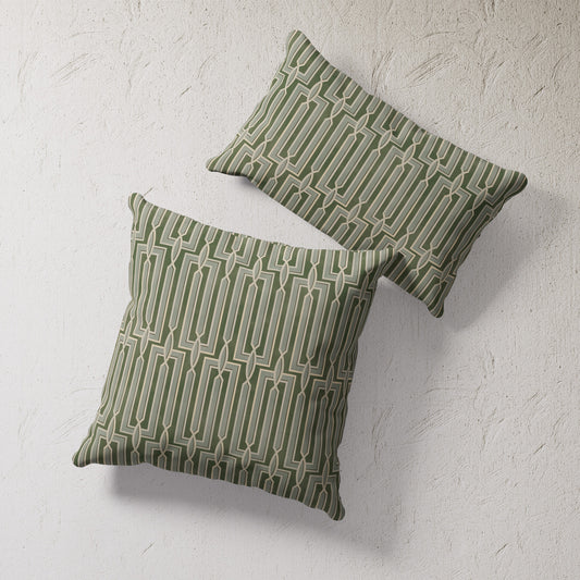 Indoor / Outdoor Pillow - Art Deco Stripe (Green)
