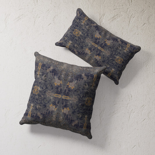 Indoor / Outdoor Pillow - Suzani Medallion (Blue/Grey)