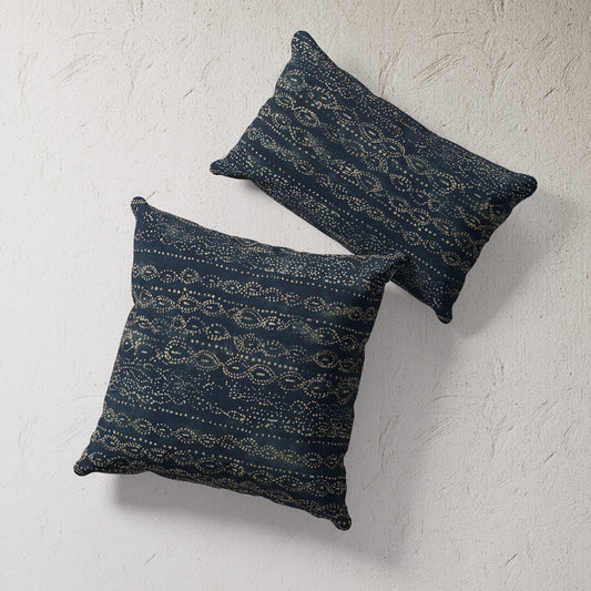 Indoor / Outdoor Pillow - Indigo Resist Dye Ovals