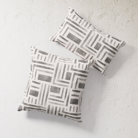 Indoor / Outdoor Pillow - Black & White Bold Strokes