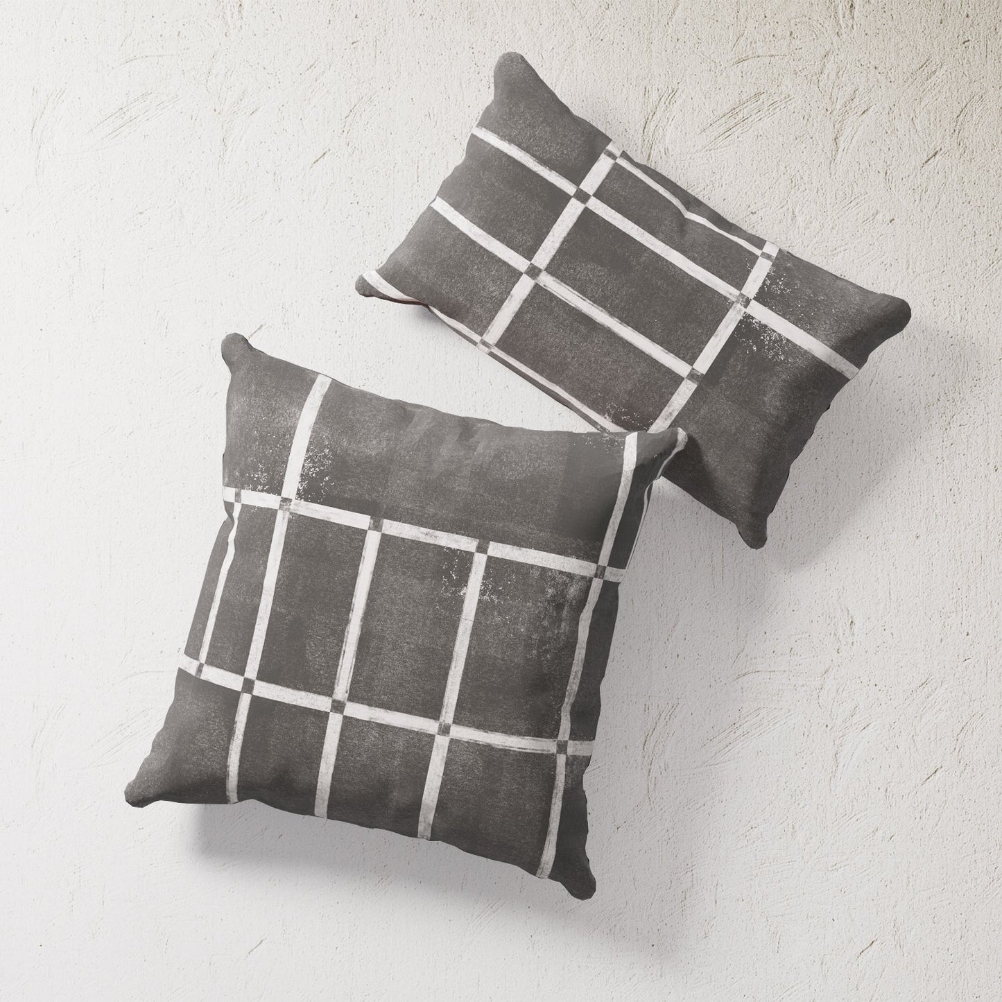 Indoor / Outdoor Pillow - Black & White Mondrian Inspired Art