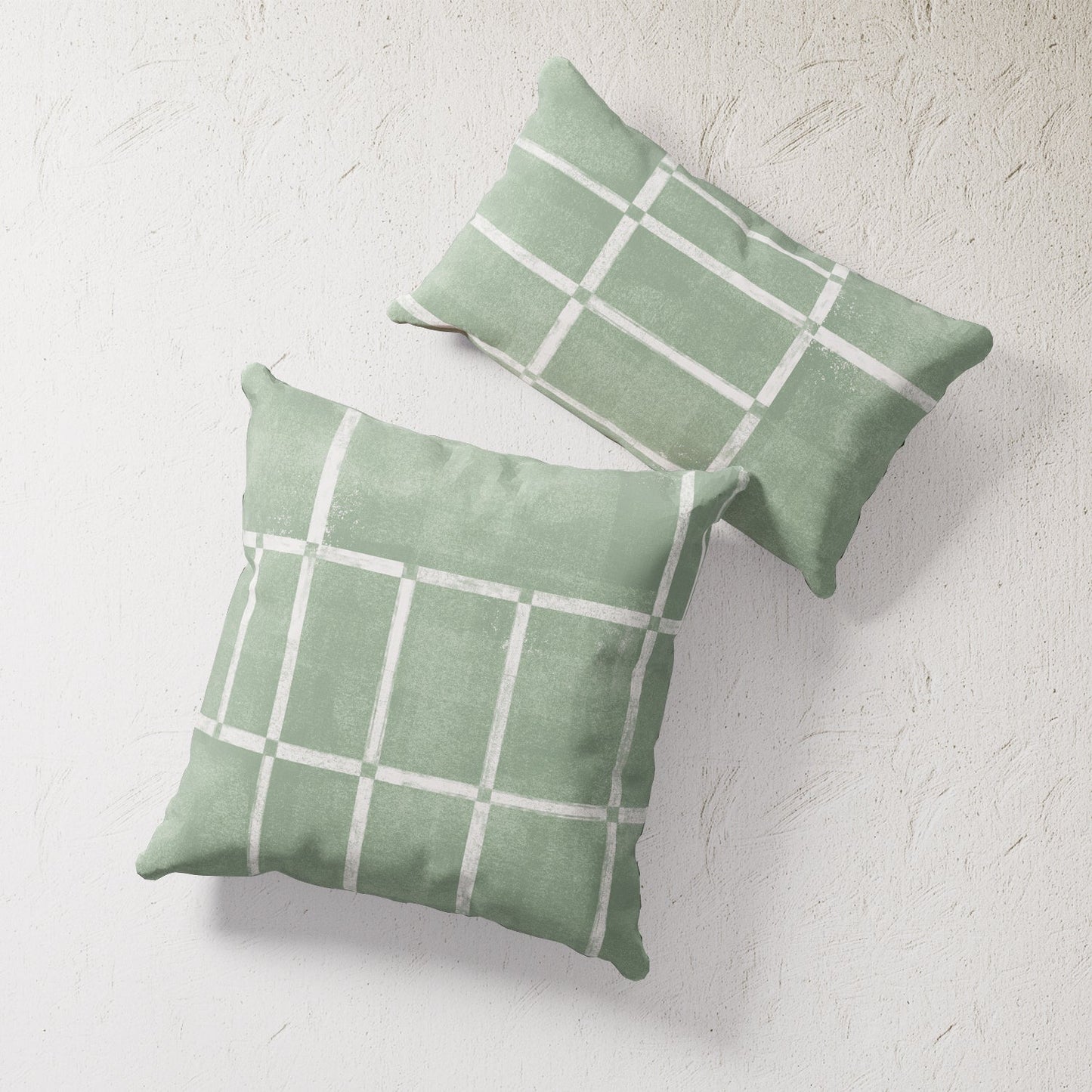 Indoor / Outdoor Pillow - Green Mondrian Inspired Art