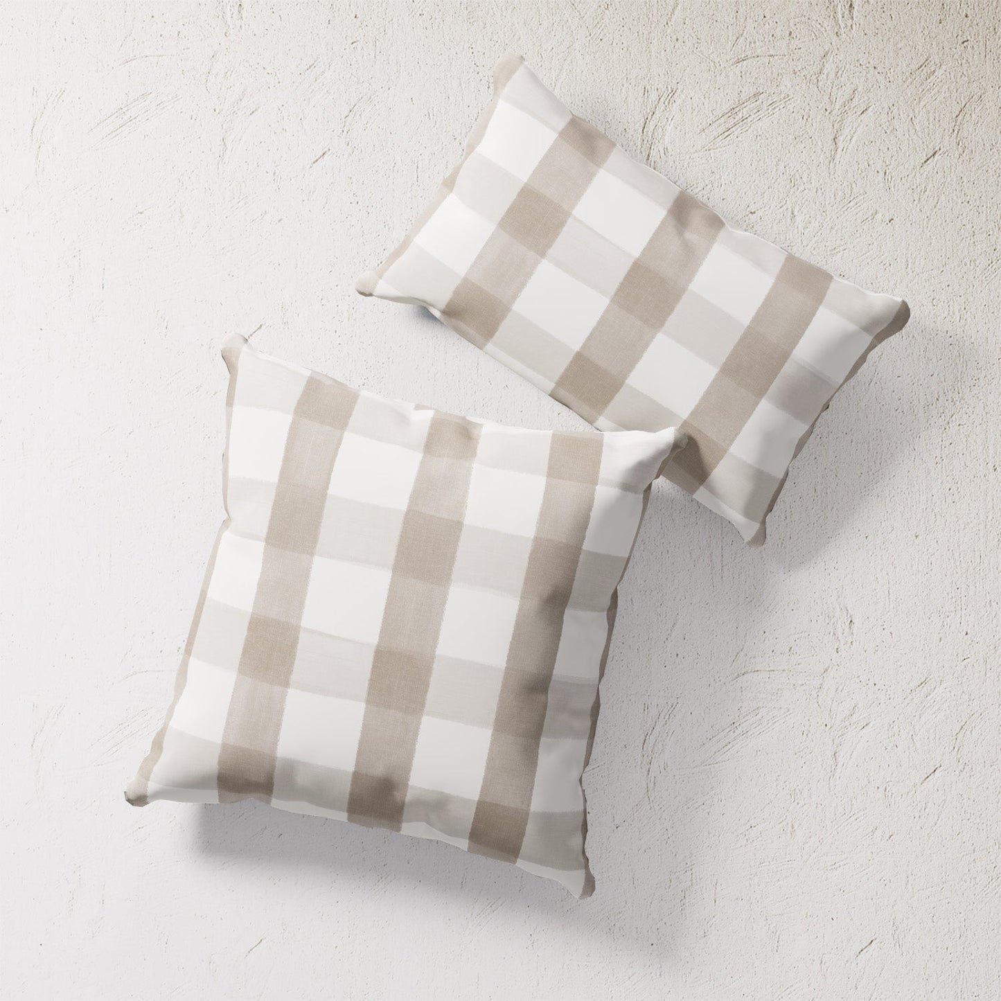Indoor / Outdoor Pillow - Painterly Check (Cream)