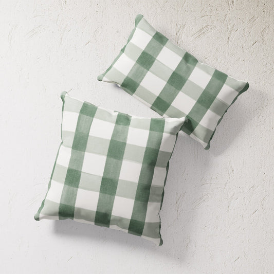 Indoor / Outdoor Pillow - Painterly Check (Green)