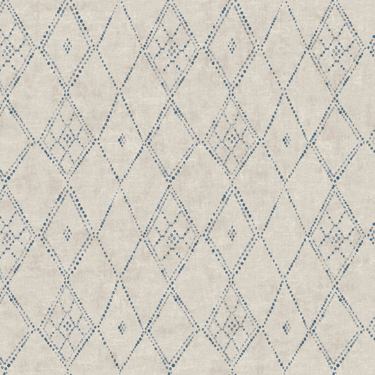 Souk Diamonds Wallpaper (Taupe/Denim)