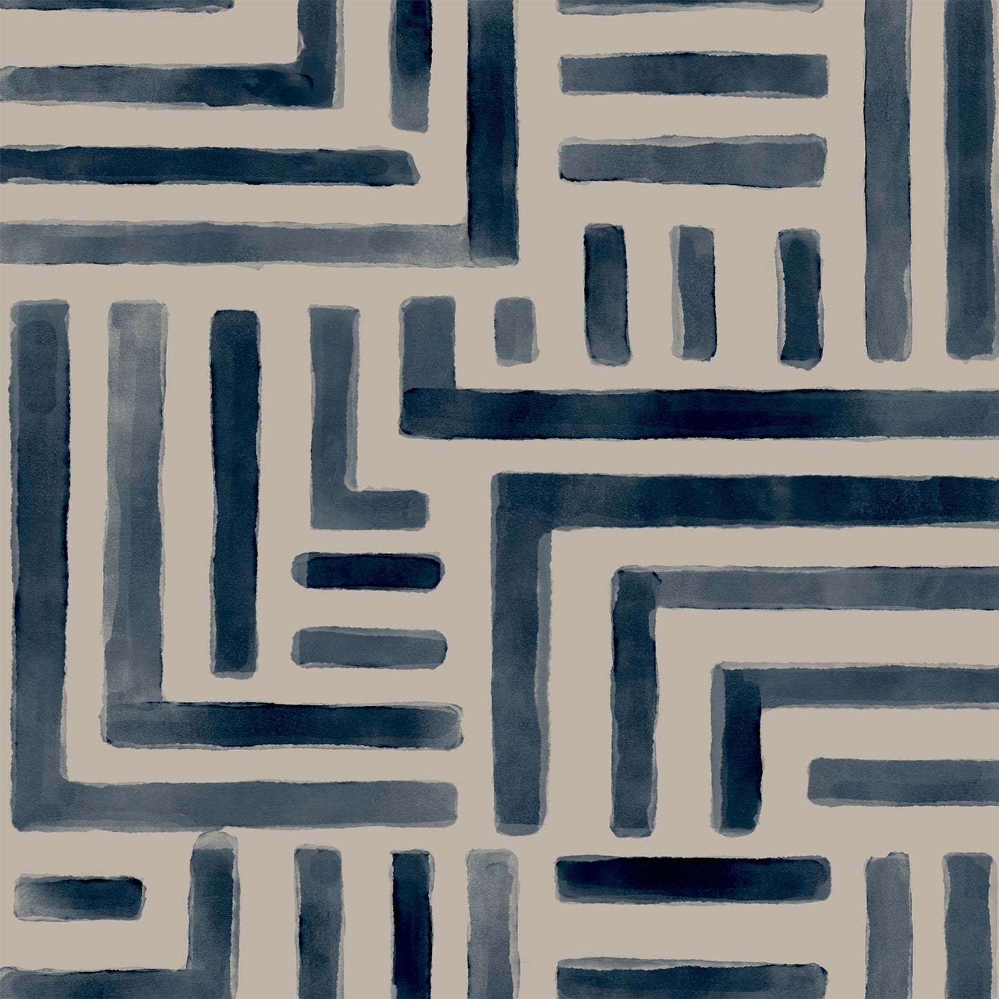 Painterly Labyrinth Wallpaper (Navy)