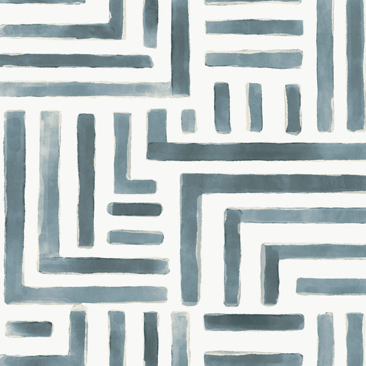 Painterly Labyrinth Wallpaper (Aqua)