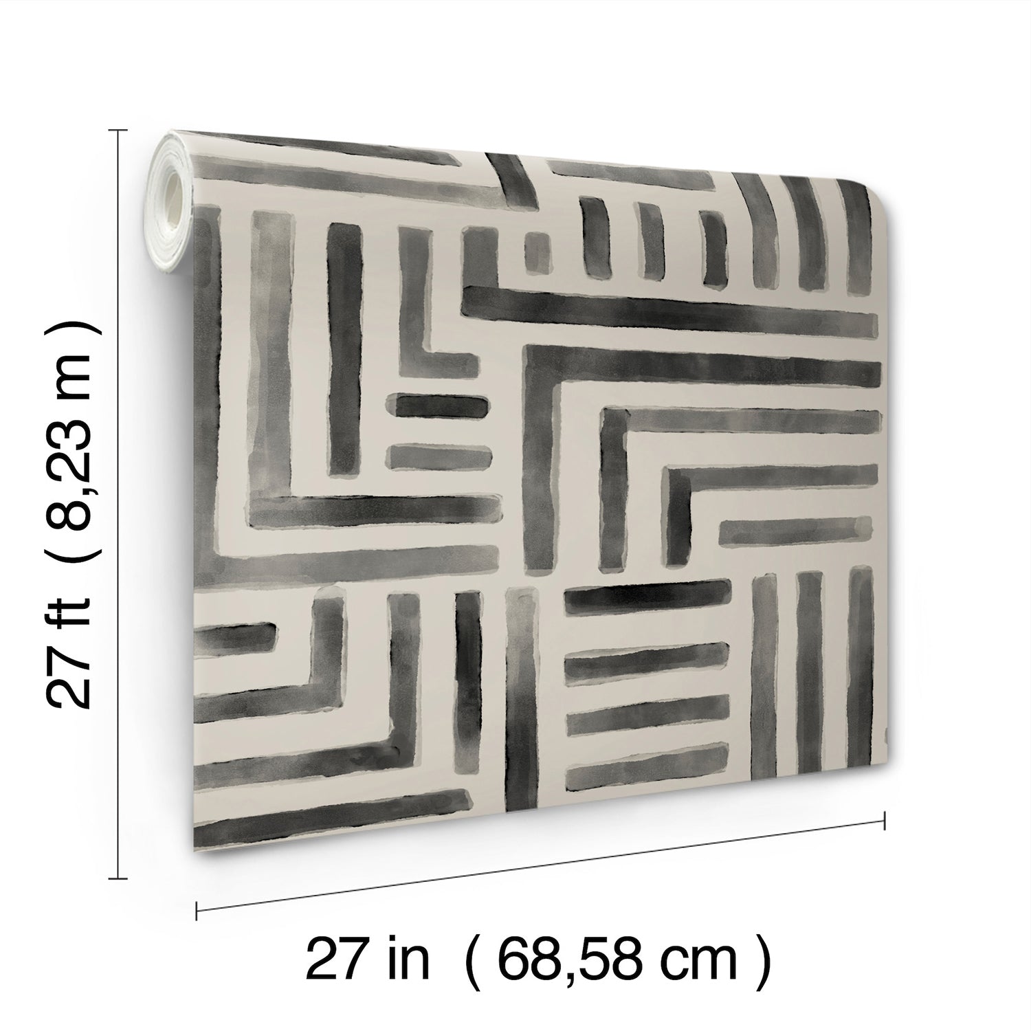 Painterly Labyrinth Wallpaper (Charcoal)