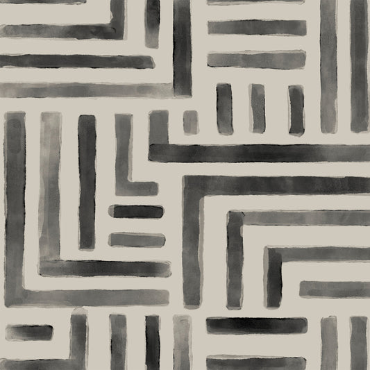 Painterly Labyrinth Wallpaper (Charcoal)