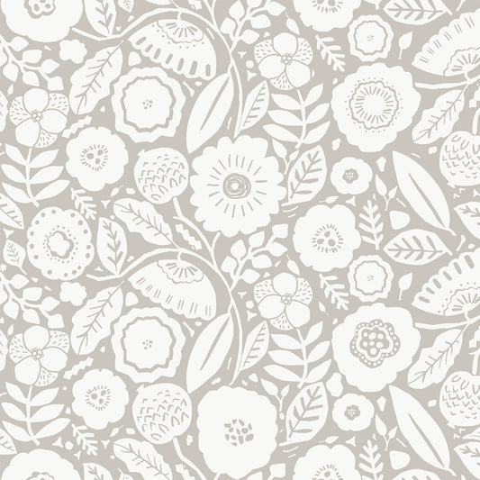 Camille Blossom Wallpaper (Grey)