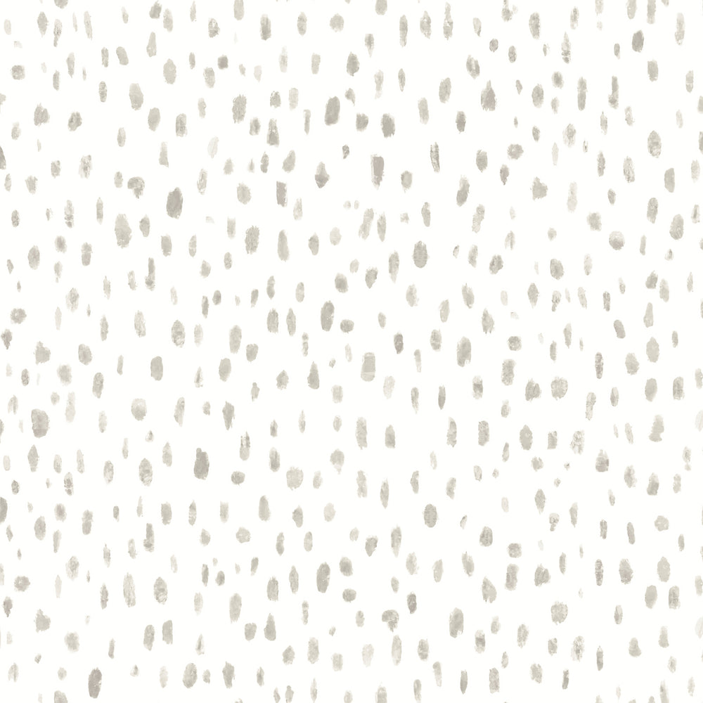 Lemieux et Cie Tachette wallpaper in sky blue on white, hand-painted brushstroke pattern with artisanal watercolor dabs shown on white studio backdrop.