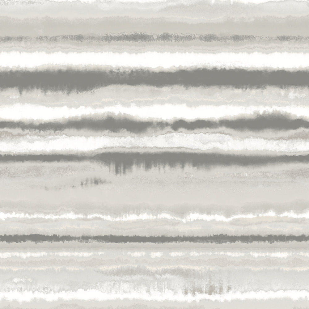 Lemieux et Cie Tachette wallpaper in soft taupe brown on white, watercolor brushstroke pattern with airy artisanal feel shown in detail.