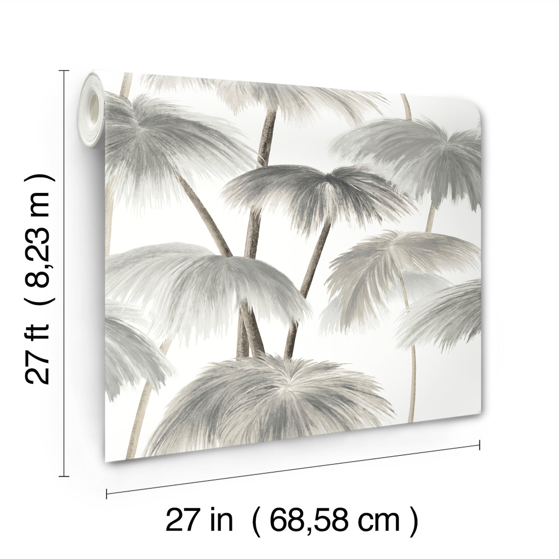Plein Air Palms Wallpaper (Black & White)