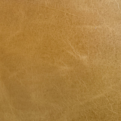 Lemieux et Cie Aniline Leather Swatch in warm tan with natural grain and subtle creasing, material sample shown as flat detail.