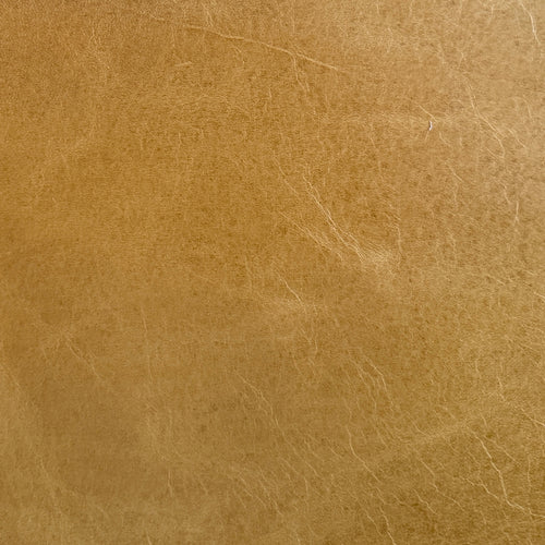 Lemieux et Cie Aniline Leather Swatch in warm tan with natural grain and subtle creasing, material sample shown as flat detail.