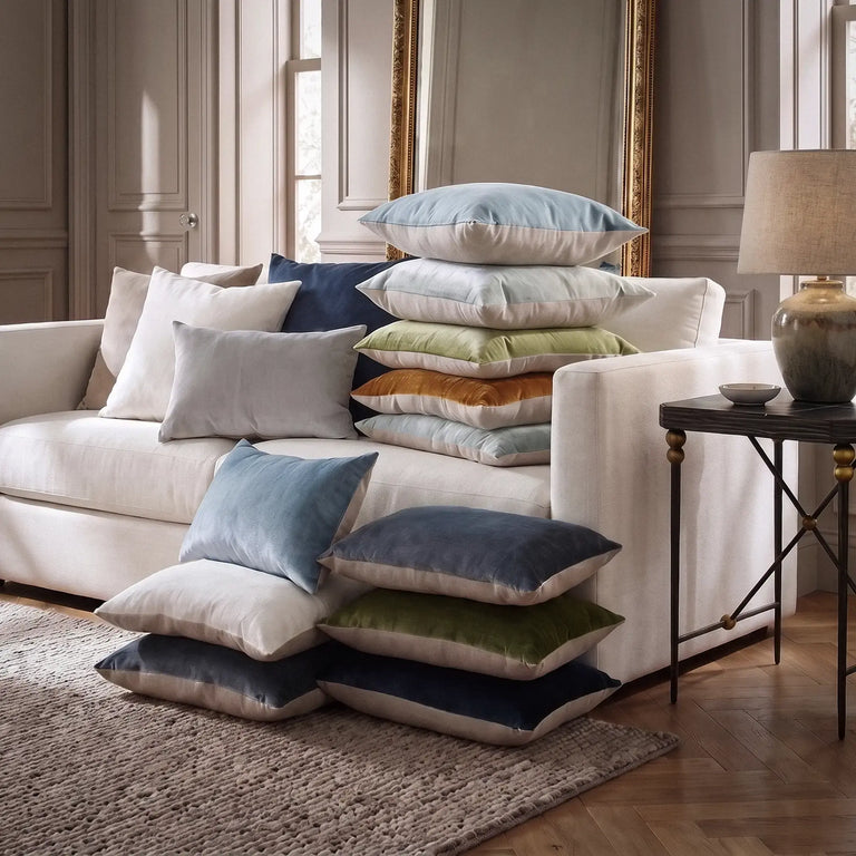 Naomi Reversible Velvet and Linen Square Throw Pillow