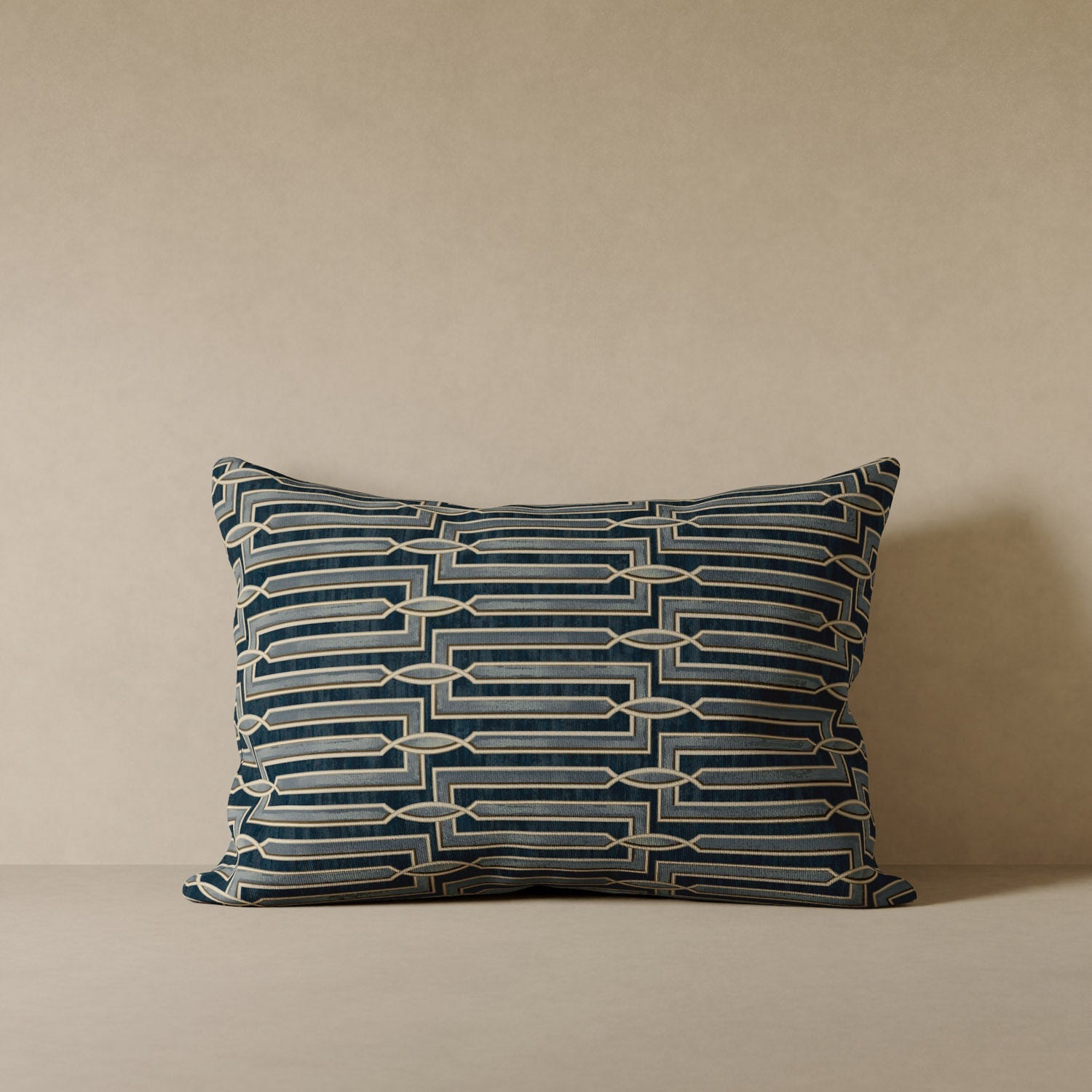 Arbus Stripe Velvet Pillow - Blue