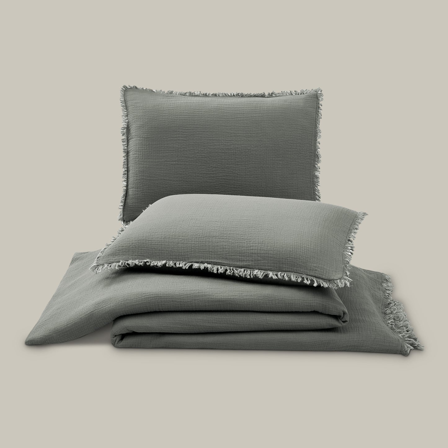 Ernestine Gauze 3-Piece Bedspread Set (Grey)