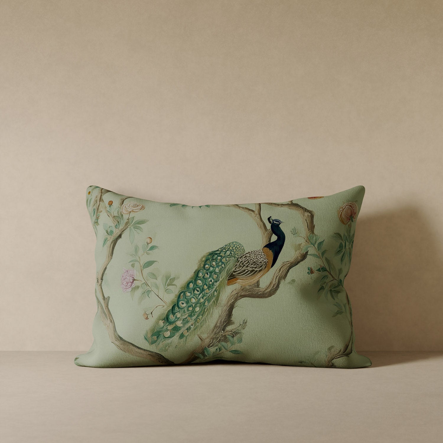 Peacock Plume Velvet Pillow