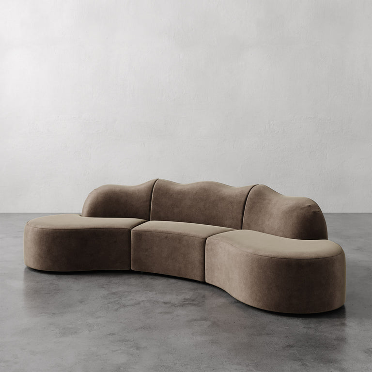 Serpentine Custom Upholstered Sectional Sofa