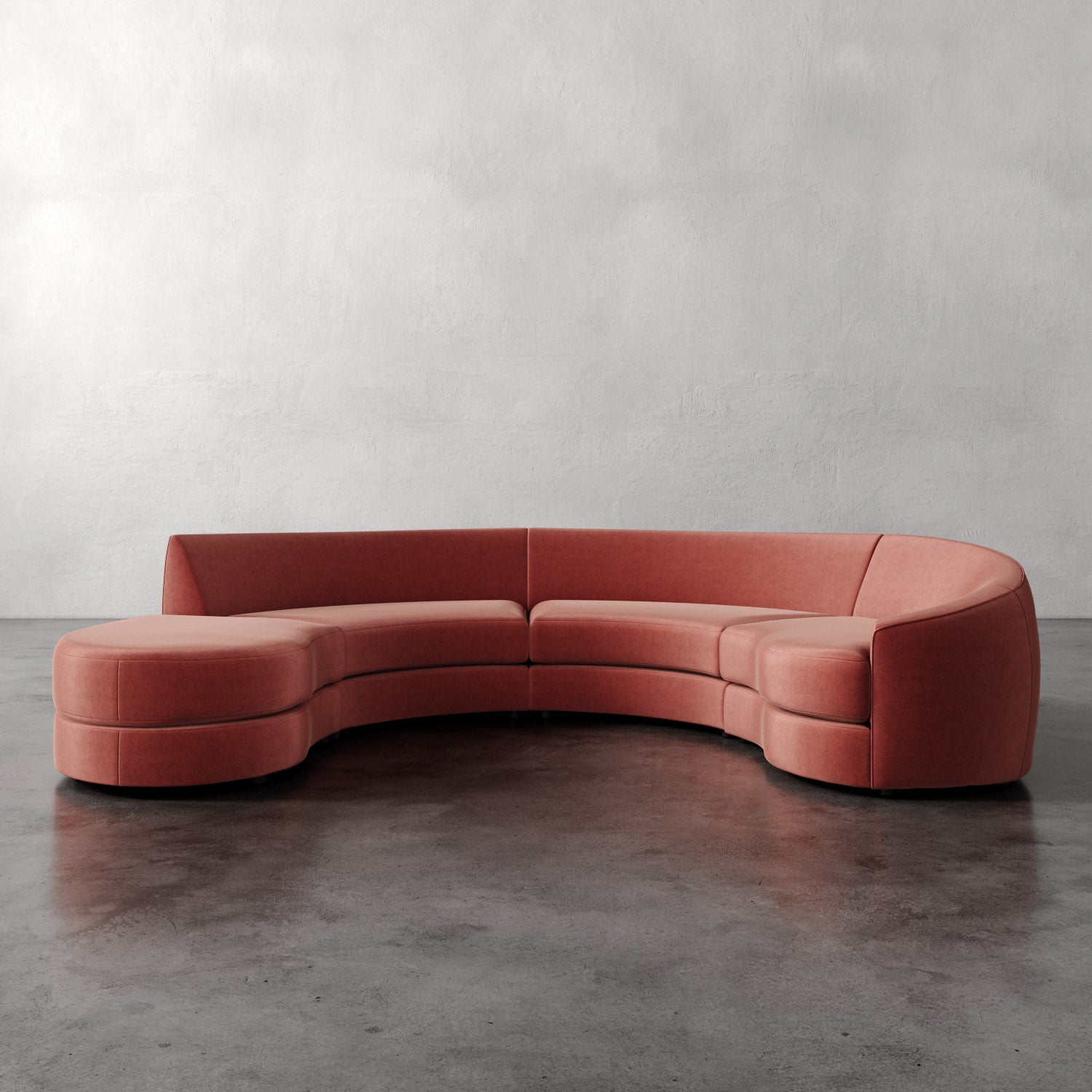 Lemieux et Cie Rulmann 4-Piece Right Sectional  Performance Velvet Siena Curved  Pink Sofa