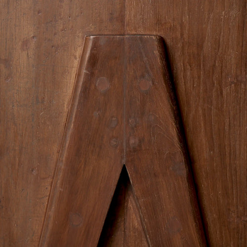 Lemieux et Cie Pierre Jeanneret chest of drawers in solid teak - close-up of the compass A-frame leg
