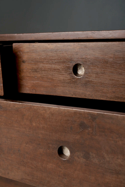 Lemieux et Cie Pierre Jeanneret chest of drawers in solid teak - close-up of the teak drawers with cut out handle pulls