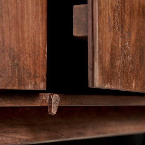 Lemieux et Cie Pierre Jeanneret library storage cabinet in solid teak - close-up of the open door and the shelved interior